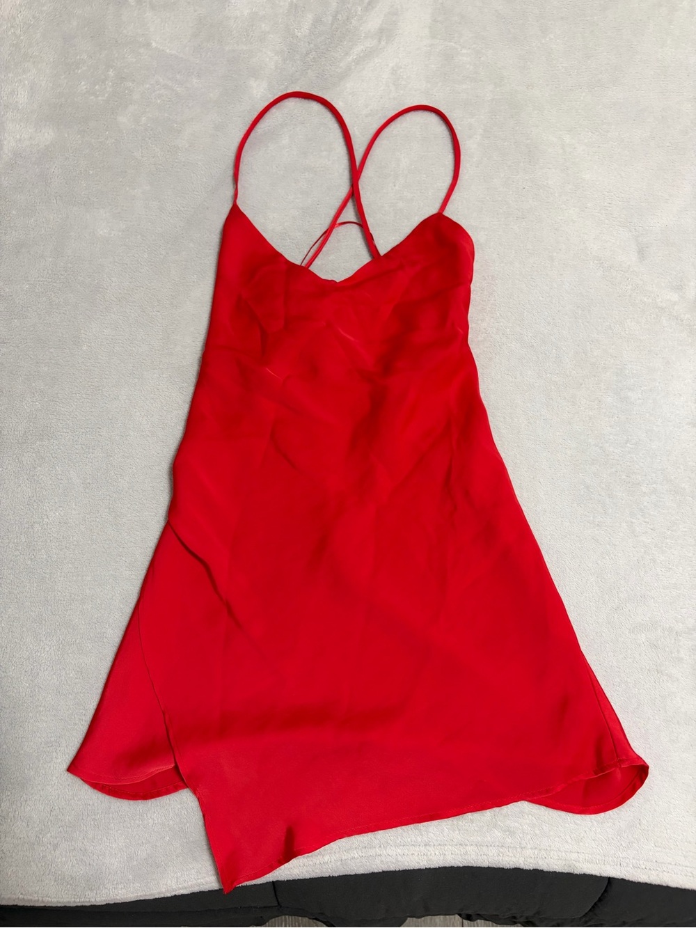 Zara Red Slip Mini Dress with Spaghetti Straps